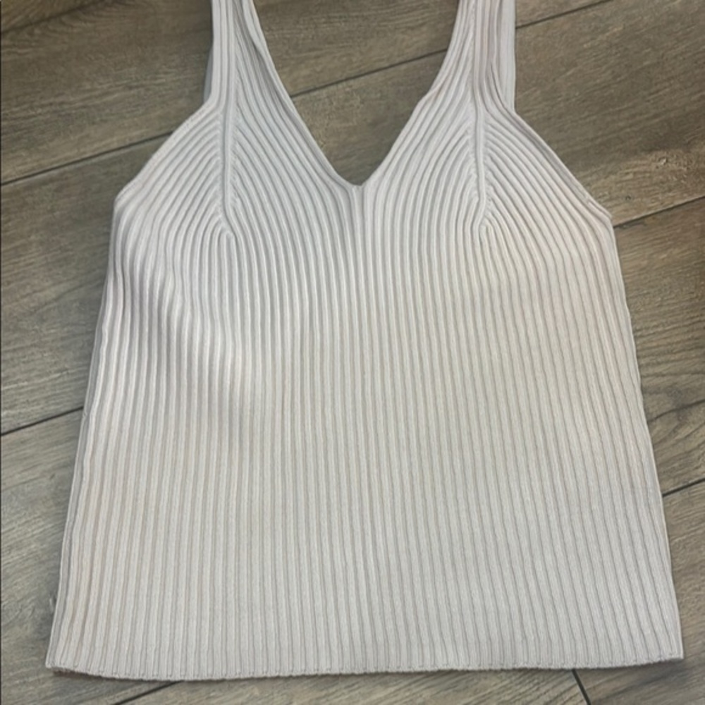 Sadie & Sage Cream Ribbed Sleeveless Tank Top